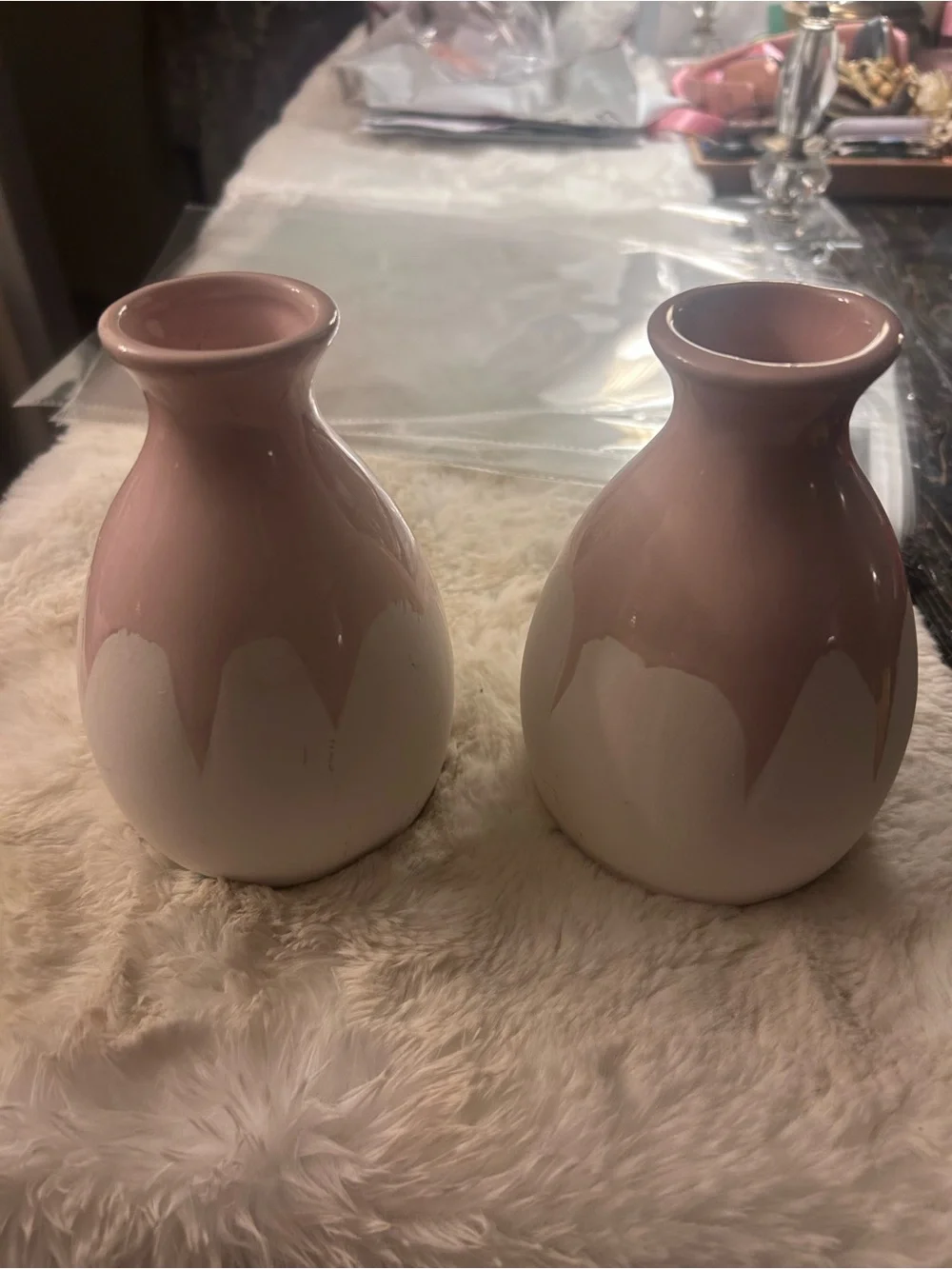 2Isaac Mizrahi Vase Loves XO Sienna Hand Dipped Two-Tone Ceramic Stoneware Pink